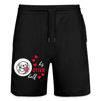 Loutre demi-amour cadeau - Short de jogging bio TRAINER Stanley/Stella unisexe - noir - Devant - Nik (191cm) & Marisol (170cm)