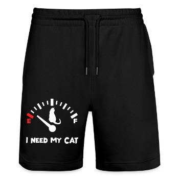 I Need My Cat - Stanley/Stella Unisex Bio Joggingshorts Trainer  - Schwarz - Vorne - Nik (191cm) & Marisol (170cm)