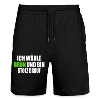ich wähle grün und bin stolz darauf - Stanley/Stella Unisex Bio Joggingshorts Trainer  - Schwarz - Vorne - Nik (191cm) & Marisol (170cm)