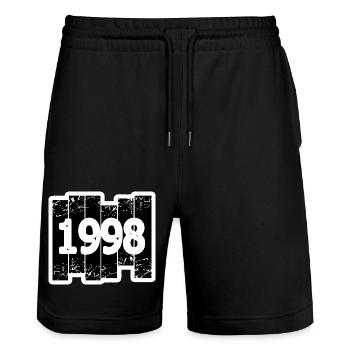 1998 - Stanley/Stella Trainer Unisex Organic Jogging Shorts - black - Front - Nik (191cm) & Marisol (170cm)