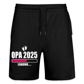 Opa 2025 - Stanley/Stella Unisex Bio Joggingshorts Trainer  - Schwarz - Vorne - Nik (191cm) & Marisol (170cm)