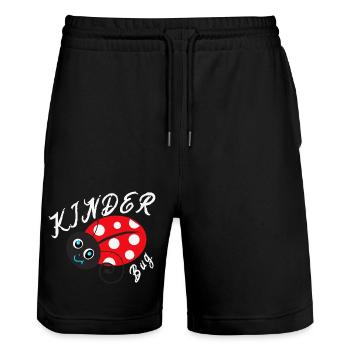 Kids Bug Funny Cute Ladybug Nursery - Stanley/Stella Trainer Unisex Organic Jogging Shorts - black - Front - Nik (191cm) & Marisol (170cm)