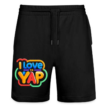 I Love To Yap 12 - Stanley/Stella Unisex Bio Joggingshorts Trainer  - Schwarz - Vorne - Nik (191cm) & Marisol (170cm)