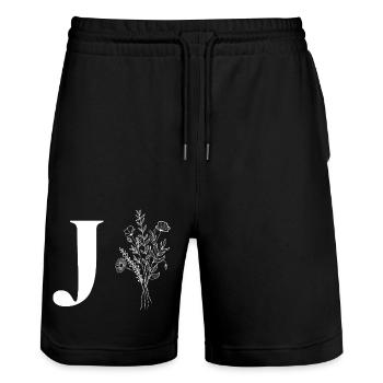 Minimalist flowers - Stanley/Stella Trainer Unisex Organic Jogging Shorts - black - Front - Nik (191cm) & Marisol (170cm)