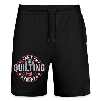 I Can't I'm Quilting Today Quilter Sewing - Stanley/Stella Trainer Unisex Organic Jogging Shorts - black - Front - Nik (191cm) & Marisol (170cm)