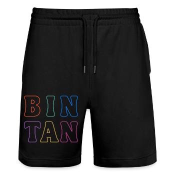 Bintan Indonesia - Stanley/Stella Trainer Unisex Organic Jogging Shorts - black - Front - Nik (191cm) & Marisol (170cm)