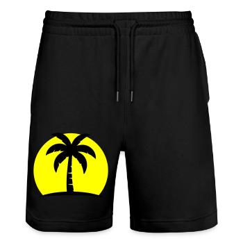 Palm Tree Beach Sun - Stanley/Stella Trainer Unisex Organic Jogging Shorts - black - Front - Nik (191cm) & Marisol (170cm)
