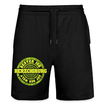 Job Herzchirurg - Stanley/Stella Unisex Bio Joggingshorts Trainer  - Schwarz - Vorne - Nik (191cm) & Marisol (170cm)