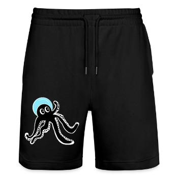 Pieuvre noire - Short de jogging bio TRAINER Stanley/Stella unisexe - noir - Devant - Nik (191cm) & Marisol (170cm)