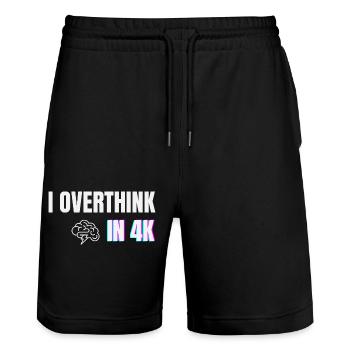 I Overthink in 4K – Funny Minimal Anxiety Shirt - Stanley/Stella Trainer Unisex Organic Jogging Shorts - black - Front - Nik (191cm) & Marisol (170cm)