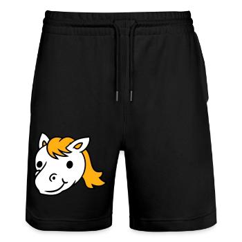 Pferd Süß Pony Fohlen Lange Haare Niedlich Comic - Stanley/Stella Unisex Bio Joggingshorts Trainer  - Schwarz - Vorne - Nik (191cm) & Marisol (170cm)