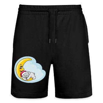 Ours en peluche sur la lune - Short de jogging bio TRAINER Stanley/Stella unisexe - noir - Devant - Nik (191cm) & Marisol (170cm)