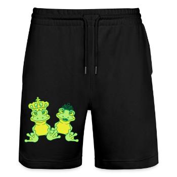 prinz koenig froschkoenig paar paerchen liebe verl - Stanley/Stella Unisex Bio Joggingshorts Trainer  - Schwarz - Vorne - Nik (191cm) & Marisol (170cm)