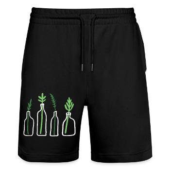 Plant Graphic Plant In Bottle - Stanley/Stella Trainer Unisex Organic Jogging Shorts - black - Front - Nik (191cm) & Marisol (170cm)