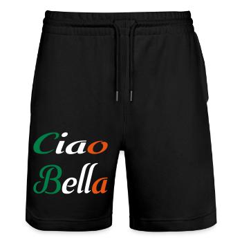 Ciao Bella - Stanley/Stella Unisex Bio Joggingshorts Trainer  - Schwarz - Vorne - Nik (191cm) & Marisol (170cm)