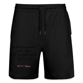 Hebamme Job - Stanley/Stella Unisex Bio Joggingshorts Trainer  - Schwarz - Vorne - Nik (191cm) & Marisol (170cm)