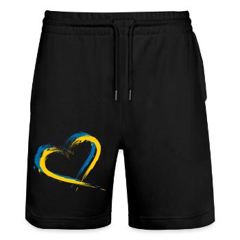 Coeur brosse drapeau vecteur drapeau Suède - Short de jogging bio TRAINER Stanley/Stella unisexe - noir - Devant - Nik (191cm) & Marisol (170cm)