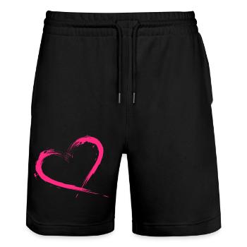 Heart Design Brush pink pink New variant - Stanley/Stella Trainer Unisex Organic Jogging Shorts - black - Front - Nik (191cm) & Marisol (170cm)