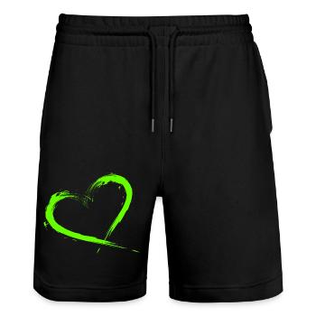 Herz Design Bürste Grün Hellgrün - Stanley/Stella Unisex Bio Joggingshorts Trainer  - Schwarz - Vorne - Nik (191cm) & Marisol (170cm)
