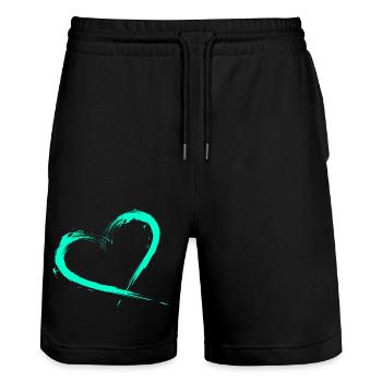 Herz Design Türkis Vektor neu - Stanley/Stella Unisex Bio Joggingshorts Trainer  - Schwarz - Vorne - Nik (191cm) & Marisol (170cm)