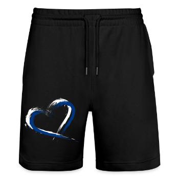 Drapeau brosse coeur drapeau Finlande couleurs bleu blanc - Short de jogging bio TRAINER Stanley/Stella unisexe - noir - Devant - Nik (191cm) & Marisol (170cm)