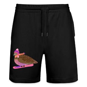 Snowboard Gal Pigeon Friend - Stanley/Stella Unisex Bio Joggingshorts Trainer  - Schwarz - Vorne - Nik (191cm) & Marisol (170cm)