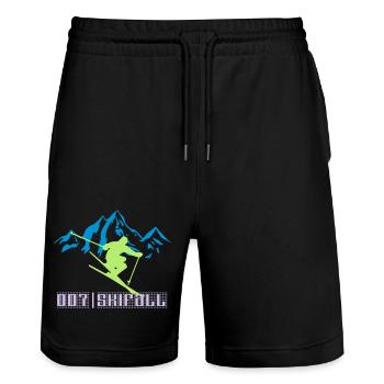 Skiing 007 - Stanley/Stella Trainer Unisex Organic Jogging Shorts - black - Front - Nik (191cm) & Marisol (170cm)
