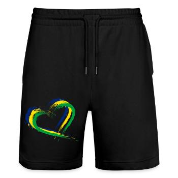 Herz Bürste Flagge Brasilien Fahne Farben Vektor - Stanley/Stella Unisex Bio Joggingshorts Trainer  - Schwarz - Vorne - Nik (191cm) & Marisol (170cm)