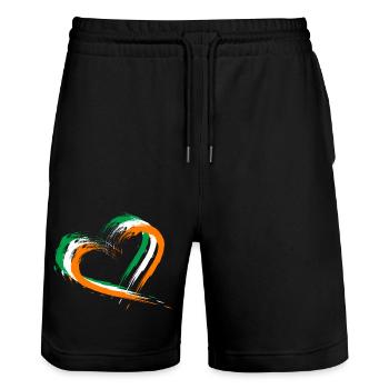 Heart brush flag Ireland flag colors design - Stanley/Stella Trainer Unisex Organic Jogging Shorts - black - Front - Nik (191cm) & Marisol (170cm)