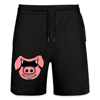 Porc frais - Short de jogging bio TRAINER Stanley/Stella unisexe - noir - Devant - Nik (191cm) & Marisol (170cm)