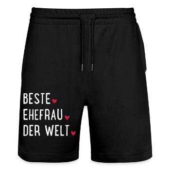 Meilleure femme du monde - Short de jogging bio TRAINER Stanley/Stella unisexe - noir - Devant - Nik (191cm) & Marisol (170cm)