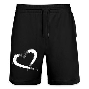 heart - Stanley/Stella Trainer Unisex Organic Jogging Shorts - black - Front - Nik (191cm) & Marisol (170cm)