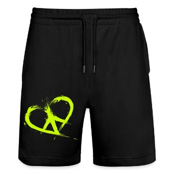 Peace Symbol Herz Hippie Frieden Freiheit - Stanley/Stella Unisex Bio Joggingshorts Trainer  - Schwarz - Vorne - Nik (191cm) & Marisol (170cm)