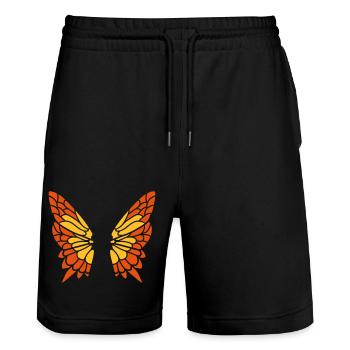 Schmetterling Fluegel Muster - Stanley/Stella Unisex Bio Joggingshorts Trainer  - Schwarz - Vorne - Nik (191cm) & Marisol (170cm)