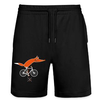 Schlauer Fahrradfahrer (b) - Stanley/Stella Unisex Bio Joggingshorts Trainer  - Schwarz - Vorne - Nik (191cm) & Marisol (170cm)