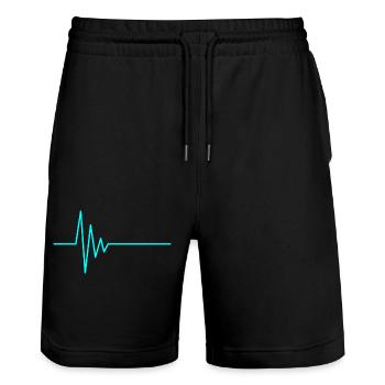 Heartbeat EKG bleu d'eau - Short de jogging bio TRAINER Stanley/Stella unisexe - noir - Devant - Nik (191cm) & Marisol (170cm)