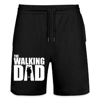 The WALKING DAD blanc - Short de jogging bio TRAINER Stanley/Stella unisexe - noir - Devant - Nik (191cm) & Marisol (170cm)