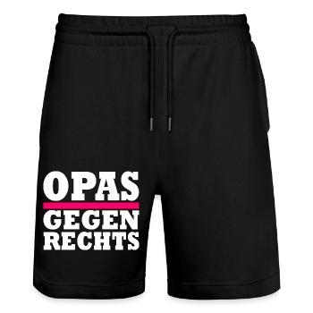 Opas gegen rechts - Stanley/Stella Unisex Bio Joggingshorts Trainer  - Schwarz - Vorne - Nik (191cm) & Marisol (170cm)