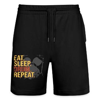 Eat. Sleep. Drum. Repeat. - Stanley/Stella Trainer Unisex Organic Jogging Shorts - black - Front - Nik (191cm) & Marisol (170cm)