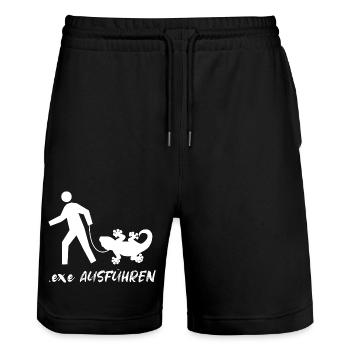 Exe Ausführen Admin Programmier Informatiker IT - Stanley/Stella Unisex Bio Joggingshorts Trainer  - Schwarz - Vorne - Nik (191cm) & Marisol (170cm)
