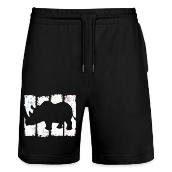 Rhinocéros rhinocéros rétro - Short de jogging bio TRAINER Stanley/Stella unisexe - noir - Devant - Nik (191cm) & Marisol (170cm)