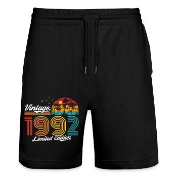 Vintage 1992 anniversaire cadeau vintage rétro - Short de jogging bio TRAINER Stanley/Stella unisexe - noir - Devant - Nik (191cm) & Marisol (170cm)