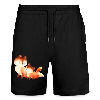 Renard renards foxy forêt animal famille - Short de jogging bio TRAINER Stanley/Stella unisexe - noir - Devant - Nik (191cm) & Marisol (170cm)