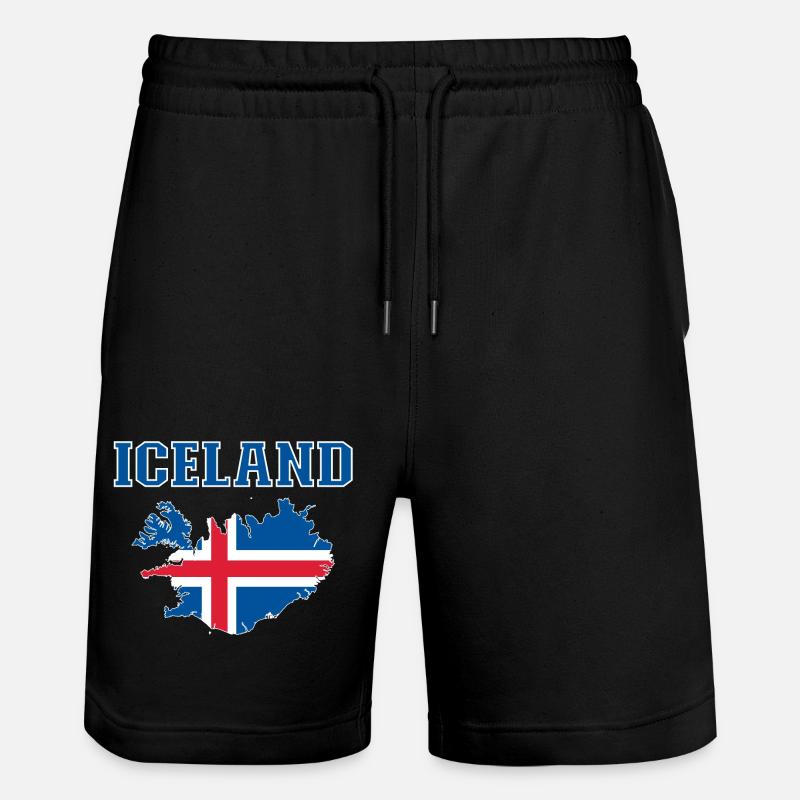 Carte du drapeau de l’Iceland - Short de jogging bio TRAINER Stanley/Stella unisexe - noir