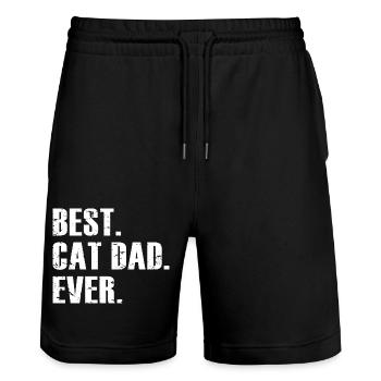 Best Cat Dad Ever - Awesome Gift For Cat Lover - Stanley/Stella Trainer Unisex Organic Jogging Shorts - black - Front - Nik (191cm) & Marisol (170cm)