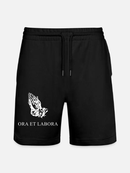 Prie et travaille latin blanc - Short de jogging bio TRAINER Stanley/Stella unisexe - noir