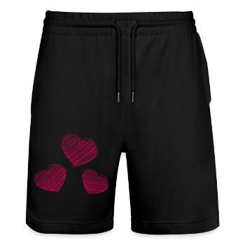CŒUR. CŒURS. SAINT VALENTIN. LOVE. AMOUR. HEART - Short de jogging bio TRAINER Stanley/Stella unisexe - noir - Devant - Nik (191cm) & Marisol (170cm)