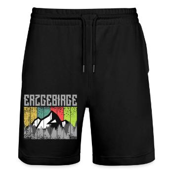 Erzgebirge ist Liebe zur Heimat - Stanley/Stella Unisex Bio Joggingshorts Trainer  - Schwarz - Vorne - Nik (191cm) & Marisol (170cm)