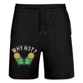 Why Not? für Swinger und Paare - Stanley/Stella Unisex Bio Joggingshorts Trainer  - Schwarz - Vorne - Nik (191cm) & Marisol (170cm)