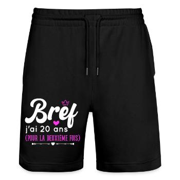Bref J'ai 20 ans Pour La Deuxième Fois - Short de jogging bio TRAINER Stanley/Stella unisexe - noir - Devant - Nik (191cm) & Marisol (170cm)